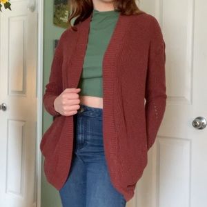 🌸 Maroon Long Cardigan with Pockets